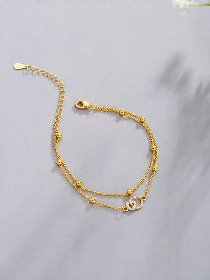 Shein - 1Pc Luxury Elegant Double-Layer Circular Clasp Bracelet