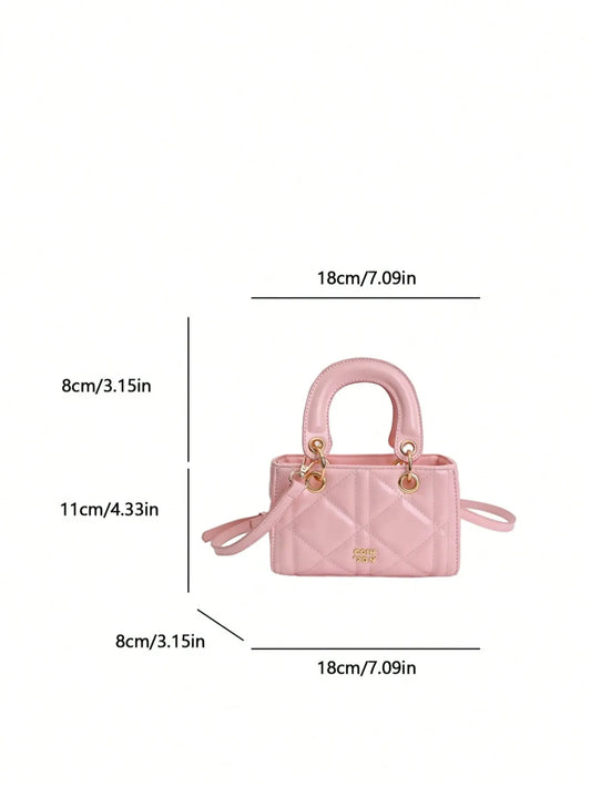 Shein - Pc Leather Rhombus Pattern Mini Handbag, Casual Party Women Shoulder Crossbody Bag