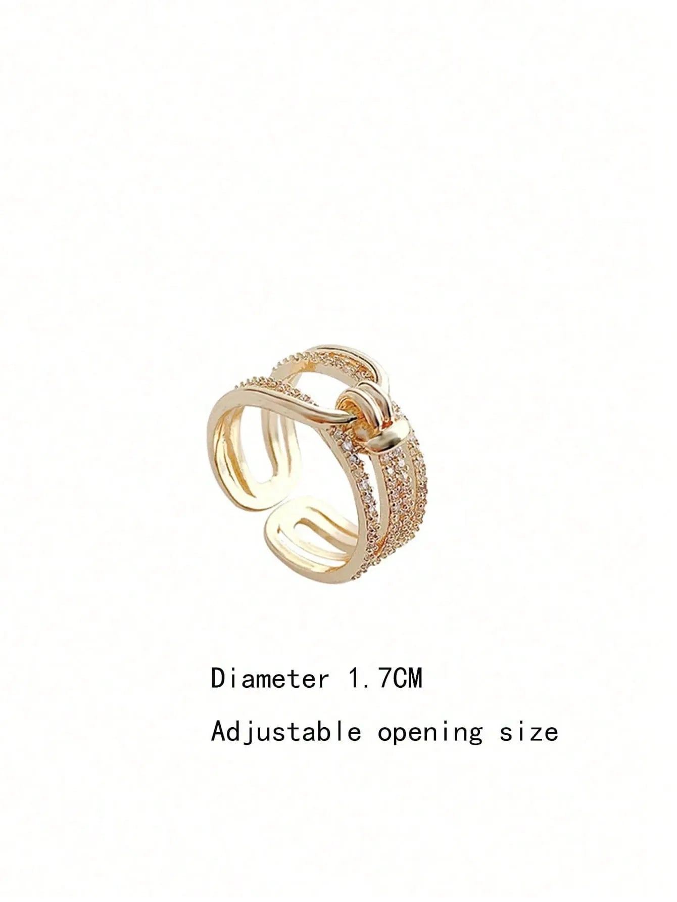Shein - 1Pc Fashion Stainless Steel Cubic Zirconia Decor Layered Ring For Women