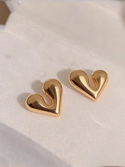 Shein - 1 Pair Stainless Steel Heart Teardrop Earrings