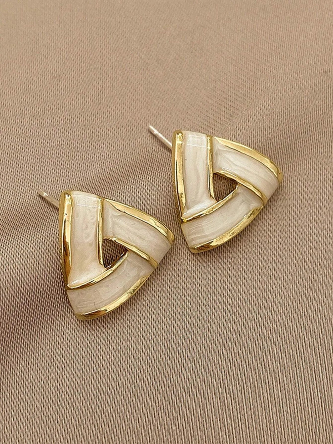 Shein - 5pcs/Set Vintage Faux Pearl Silver Needle Earrings, Minimalist Luxury Earring Set