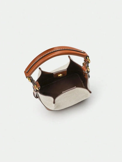 Shein - New Brown Pleated Drawstring Bucket Bag For Women - Beige