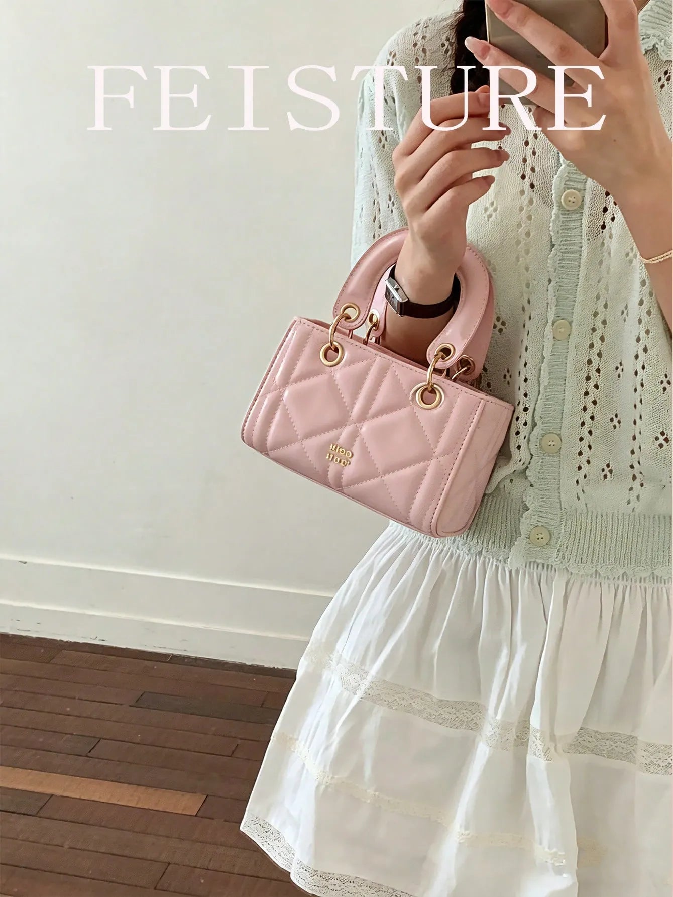 Shein - Pc Leather Rhombus Pattern Mini Handbag, Casual Party Women Shoulder Crossbody Bag