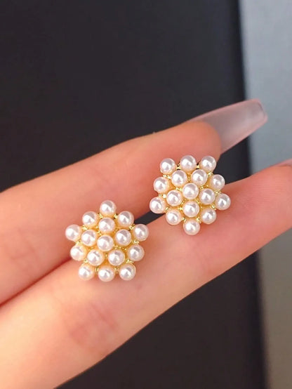 Shein - 6pcs Set Rhinestone Faux Pearl Apple Flower Hoop Earrings, Creative Daisy Acrylic Resin Earrings, Minimalist Earring Set For Women, Suitable For Daily & Festival Wear