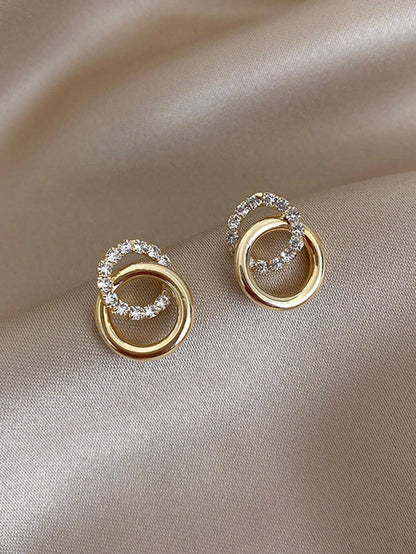 Shein - 6pcs Set Rhinestone Faux Pearl Apple Flower Hoop Earrings, Creative Daisy Acrylic Resin Earrings, Minimalist Earring Set For Women, Suitable For Daily & Festival Wear