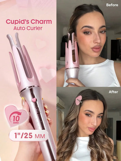 SHEGLAM Hair Cupid'S Charm One-Touch Instant Curler,Pink Automatic Curling Iron 25Mm Eu Plug