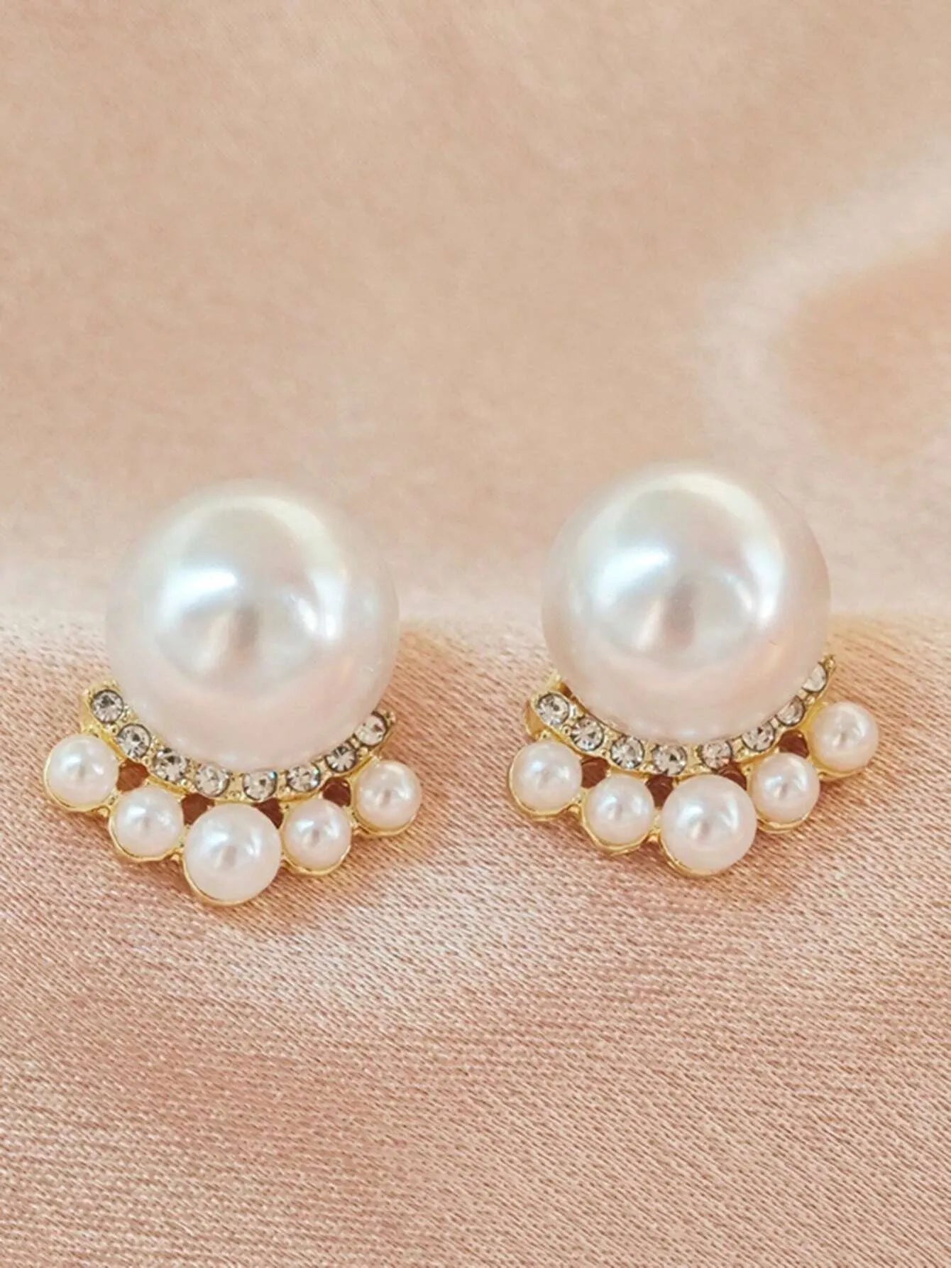 Shein - 5pcs/Set Vintage Faux Pearl Silver Needle Earrings, Minimalist Luxury Earring Set