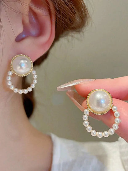 Shein - 5pcs/Set Rhinestone Geometric Square, Heart, Bowknot & Pearl Decor Tassel Earrings