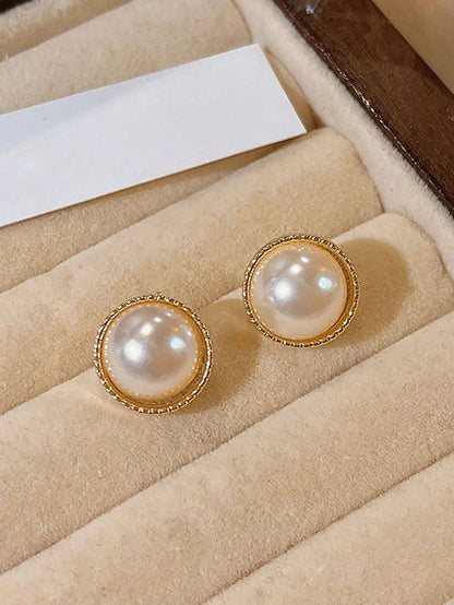 Shein - 5pcs/Set Vintage Pearl Cluster Hoop Earrings Set, Minimalist Small Earring Jewelry Suits Women Day & Festival Wear