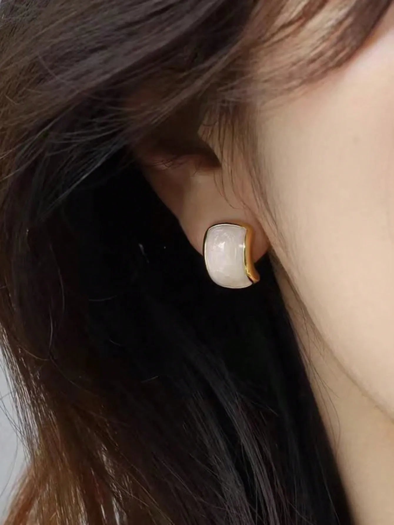 Shein - 8pcs Vintage Minimalist Chic Petite Smooth Pearl Geometric Star Round Triangle Stud Earrings Set