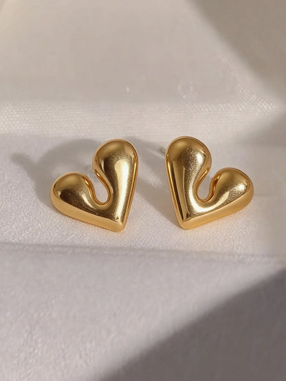 Shein - 1 Pair Stainless Steel Heart Teardrop Earrings