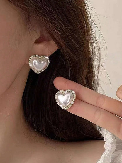 Shein - 5pcs/Set Rhinestone Geometric Square, Heart, Bowknot & Pearl Decor Tassel Earrings
