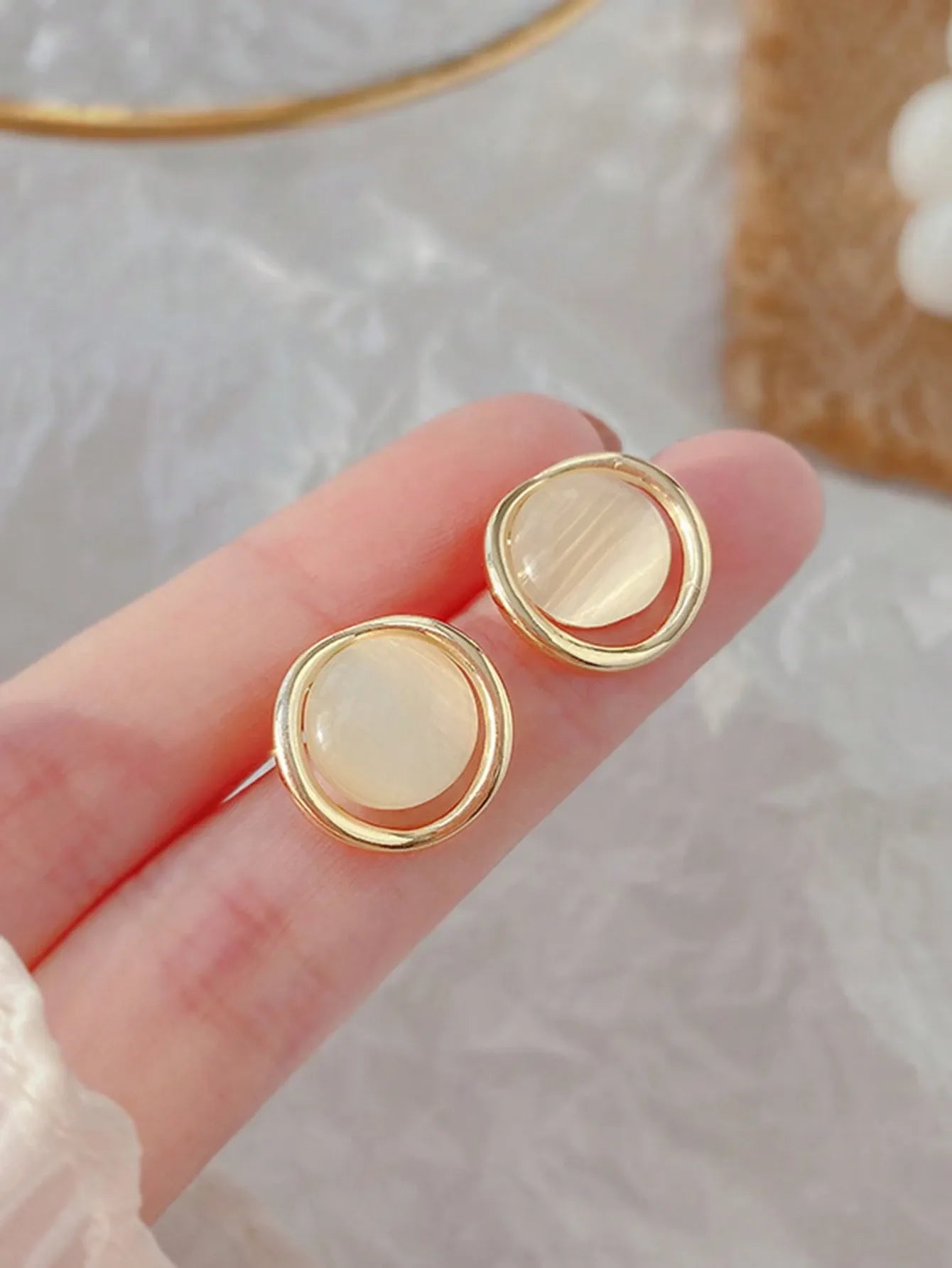 Shein - 5pcs/Set Vintage Pearl Cluster Hoop Earrings Set, Minimalist Small Earring Jewelry Suits Women Day & Festival Wear