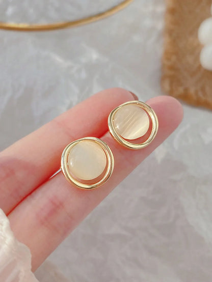 Shein - 5pcs/Set Vintage Pearl Cluster Hoop Earrings Set, Minimalist Small Earring Jewelry Suits Women Day & Festival Wear