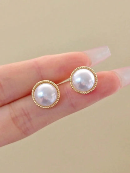 Shein - 6pcs/Set Minimalist Elegant & Versatile Cross Circle Cat Eye Faux Pearl Geometric Drop Oil Triangle Rhinestone Earring Set