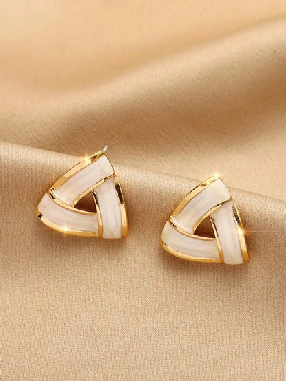 Shein - 8pcs Vintage Minimalist Chic Petite Smooth Pearl Geometric Star Round Triangle Stud Earrings Set