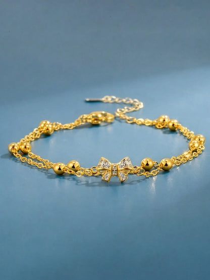 Shein - 1Pc Elegant Luxury Double-Layer Bowknot Bracelet