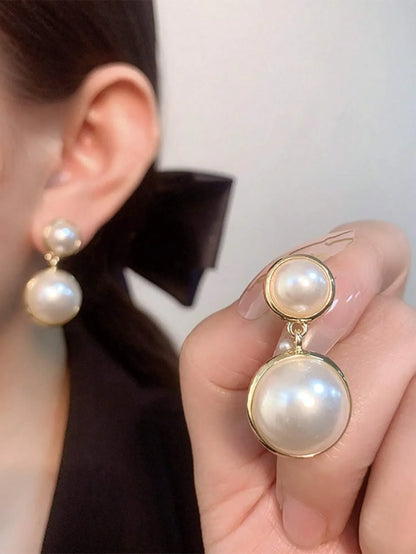 Shein - 5pcs/Set Rhinestone & Faux Pearl Geometric Square Shape Tassel Stud Earrings Set For Women