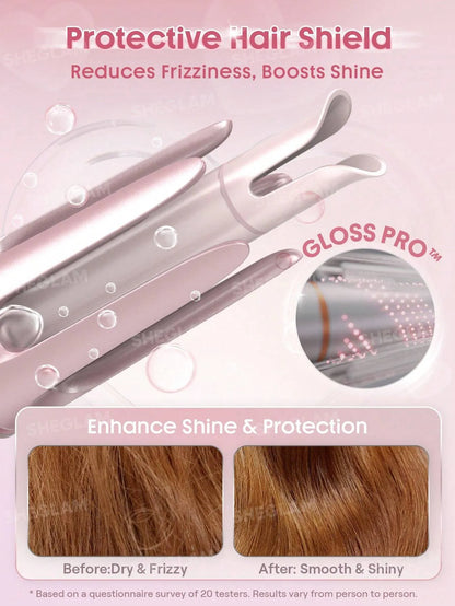 SHEGLAM Hair Cupid'S Charm One-Touch Instant Curler,Pink Automatic Curling Iron 25Mm Eu Plug