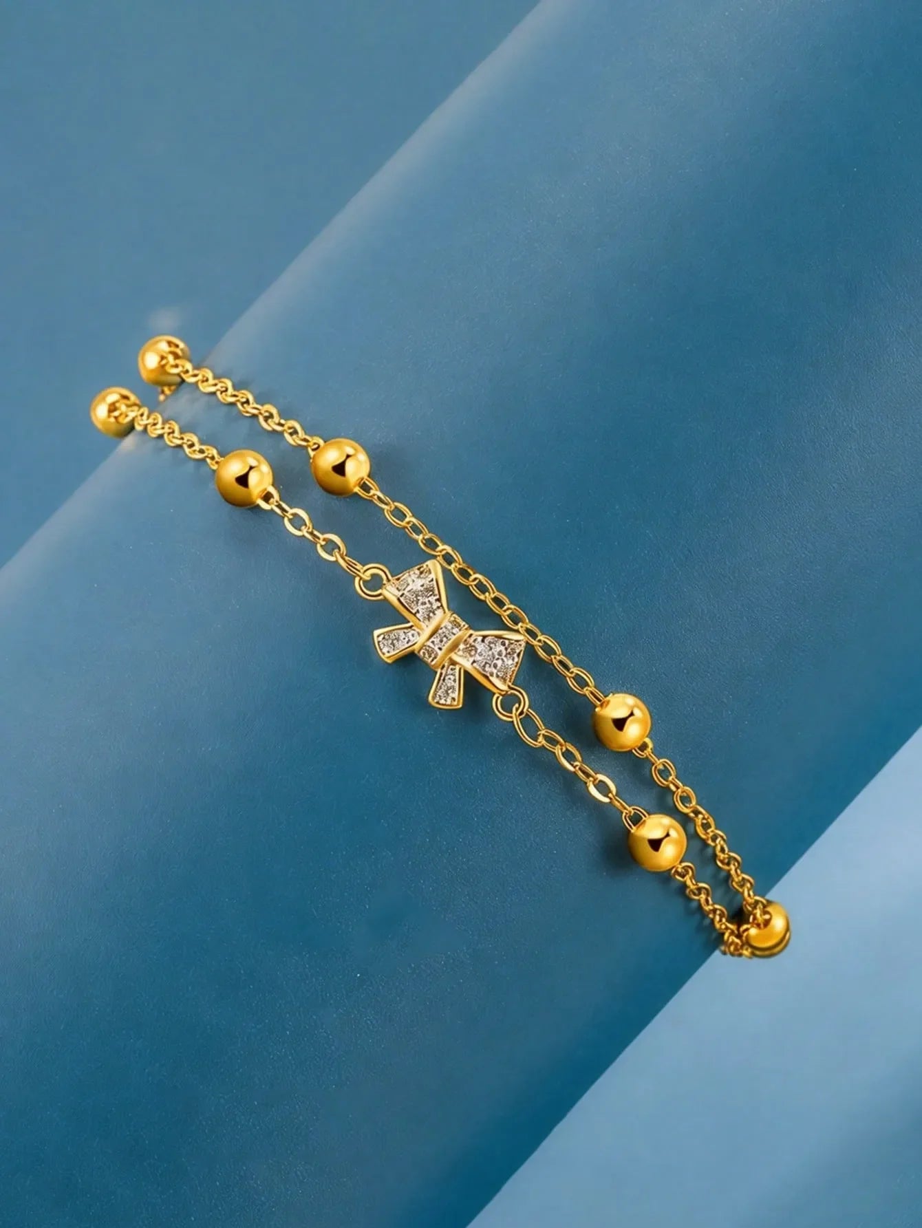 Shein - 1Pc Elegant Luxury Double-Layer Bowknot Bracelet