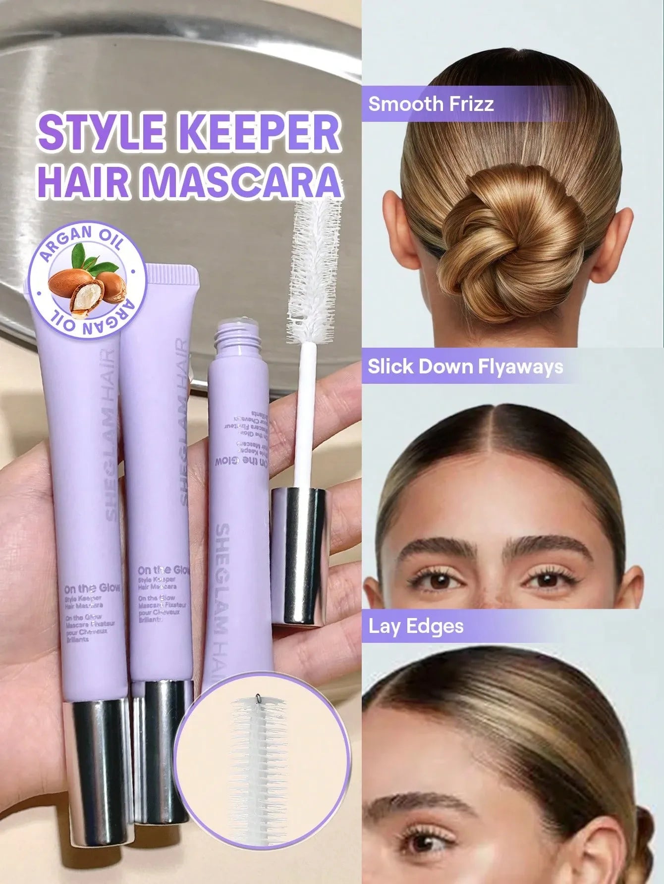 SHEGLAM Hair On The Glow Style Keeper Hair Mascara, Frizz & Flyaway Hair Taming Wand