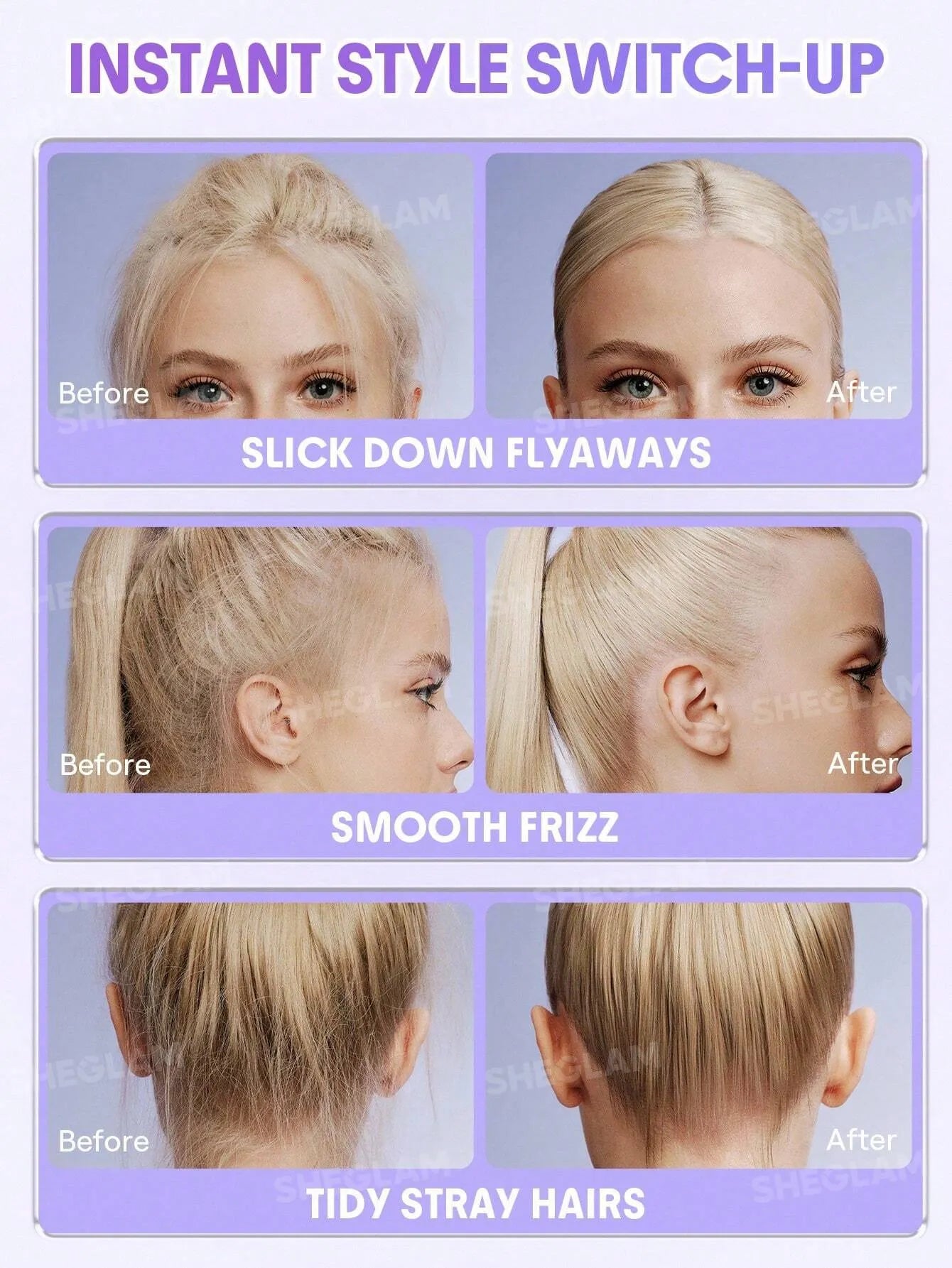 SHEGLAM Hair On The Glow Style Keeper Hair Mascara, Frizz & Flyaway Hair Taming Wand