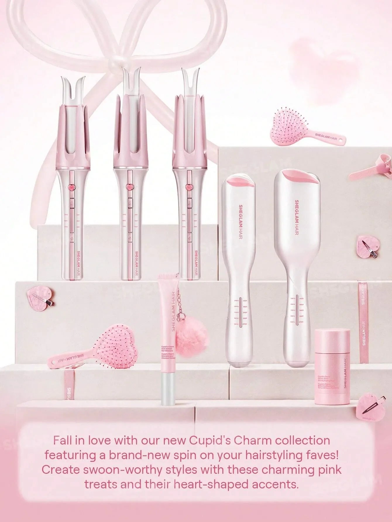 SHEGLAM Hair Cupid'S Charm One-Touch Instant Curler,Pink Automatic Curling Iron 25Mm Eu Plug