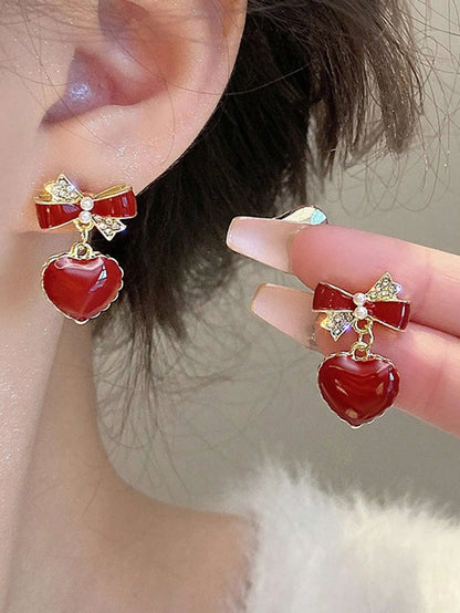 Shein - 5pcs/Set Korean Minimalist Faux Pearl Heart Wrap Earrings Exquisite Elegant Earring Set Valentines,Mom,Mother,Mother's Day,Gift