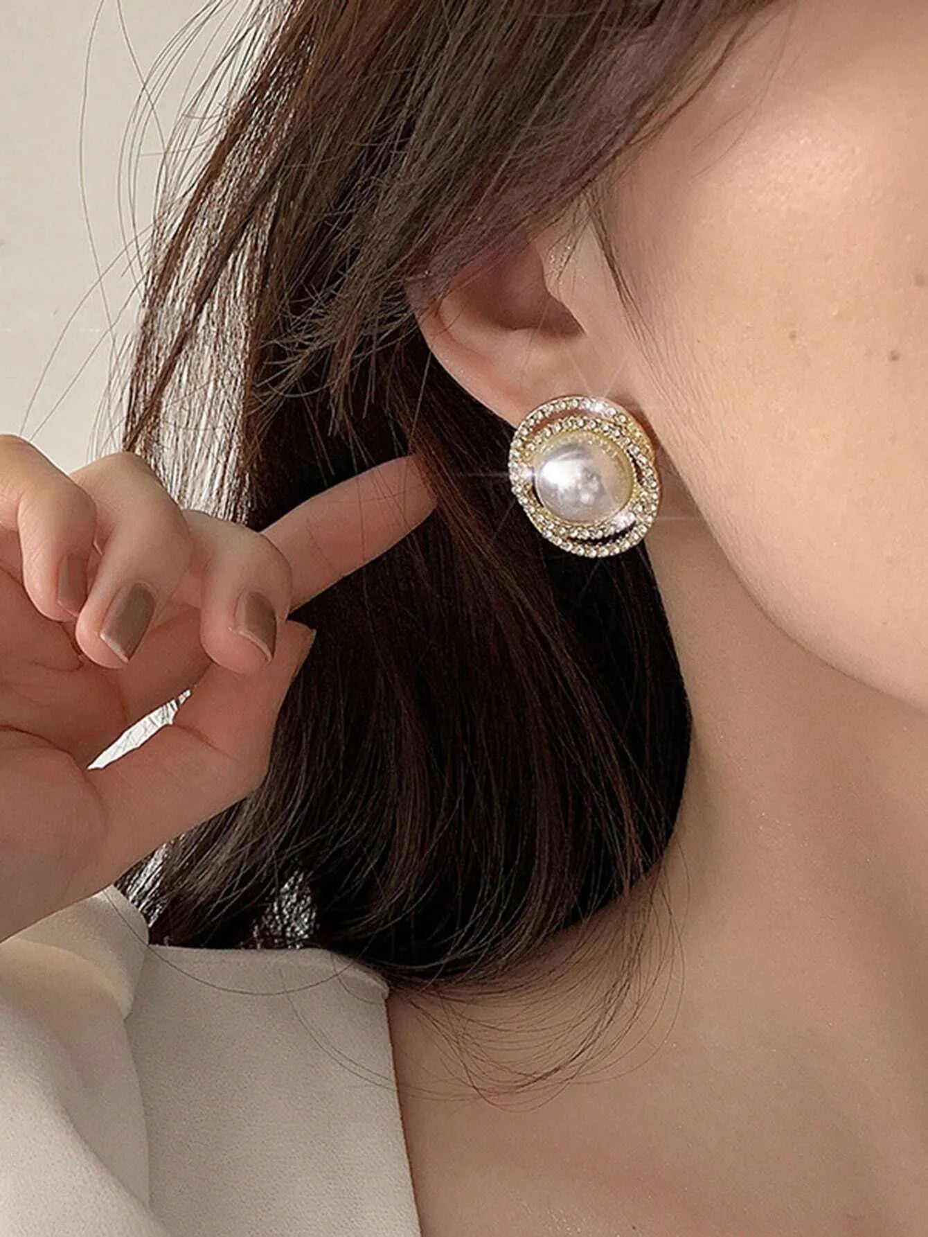 Shein - 5pcs/Set Korean Minimalist Faux Pearl Heart Wrap Earrings Exquisite Elegant Earring Set Valentines,Mom,Mother,Mother's Day,Gift