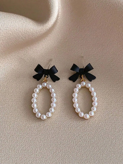 Shein - 5pcs/Set Square Pearl Stud Earrings, Niche Pearl Jewelry Set For Women