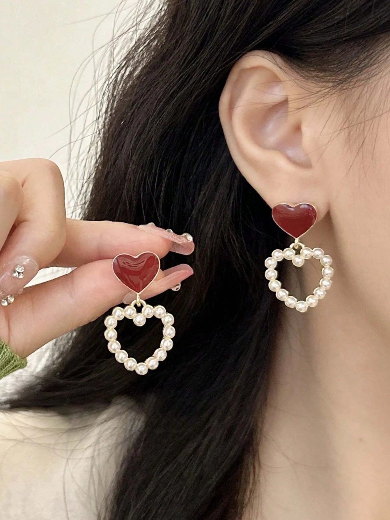 Shein - 5Pcs/Set Minimalist Vintage Faux Pearl Heart Flower Exquisite Design Stud Earrings Set 