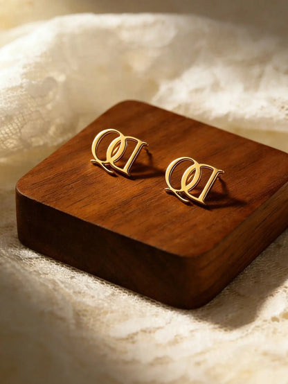 Shein - Gold QD Letter Stud Earrings