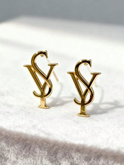 Shein - 1 Pair Asymmetrical Geometric Stud Earrings For Women, Suitable For Daily Wear - Golden